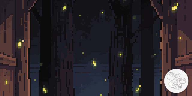 forest_fireflies_night